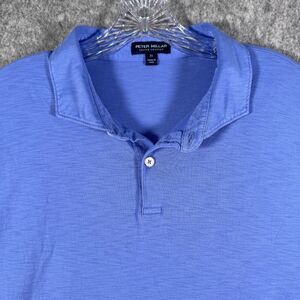 Peter Millar Shirt Mens Size Extra Large Blue Short Sleeve Polo Crown Crafted